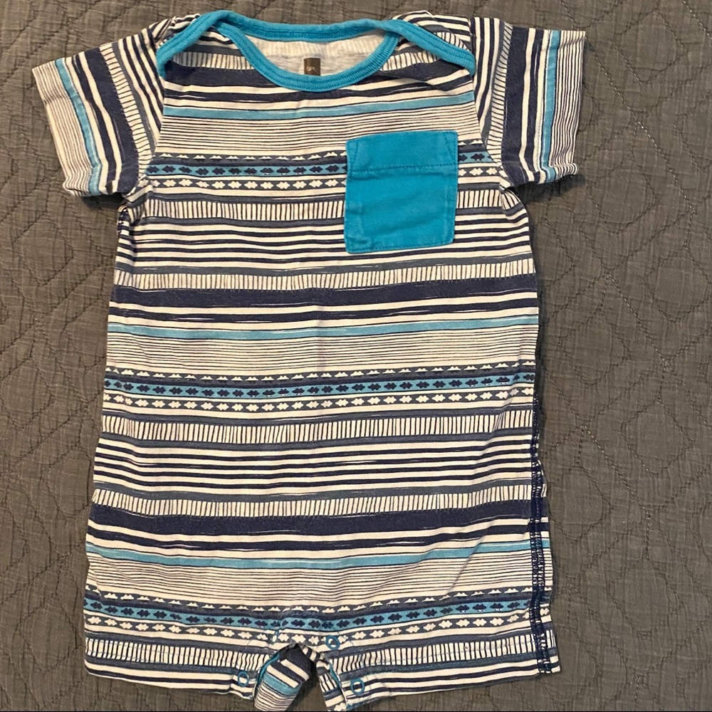 Tea Collection Blue Stripe Onesie Romper